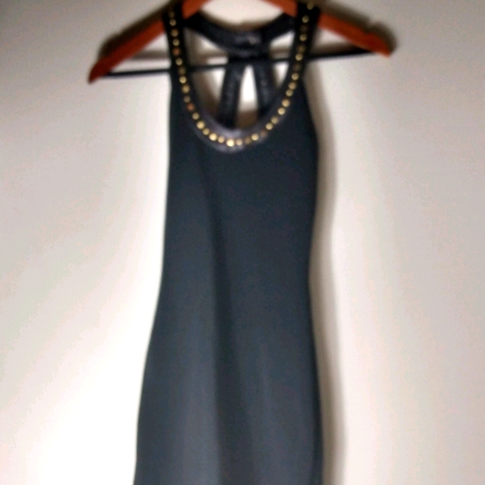 Beautiful M Racerback Embellished Stretch Halter Mini Dress in Black